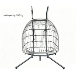 Rackhams Indoor Outdoor Hammock Patio Rattan Double Egg Hanging Chair Garden With Grey Thick Cushion - thumbnail 4