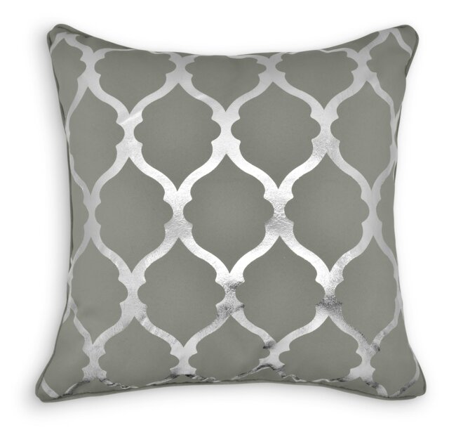 Rackhams Modern Ethnic Pattern Foil Print Cushion - 43cm x 43cm - Grey - image 1