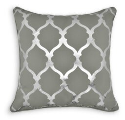 Rackhams Modern Ethnic Pattern Foil Print Cushion - 43cm x 43cm - Grey - thumbnail 1