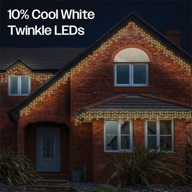 Rackhams Icicle Lights 60/40/20 Drop Black 2m/60 LED Warm White 10% - image 1