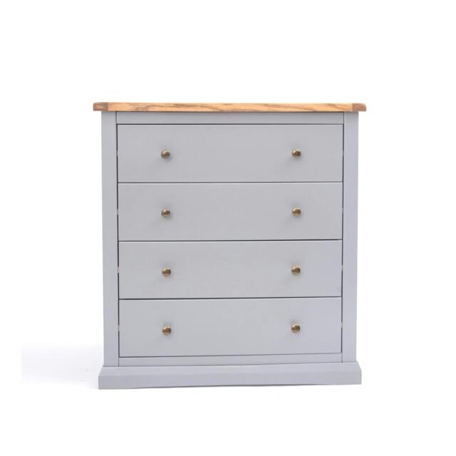 Rackhams Rocca 4 Drawer Chest of Drawers Brass Knob - Grey - image 1