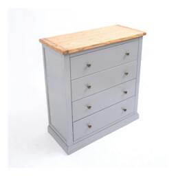 Rackhams Rocca 4 Drawer Chest of Drawers Brass Knob - Grey - thumbnail 3