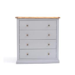 Rackhams Rocca 4 Drawer Chest of Drawers Brass Knob - Grey - thumbnail 1