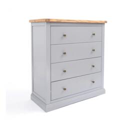 Rackhams Rocca 4 Drawer Chest of Drawers Brass Knob - Grey - thumbnail 2