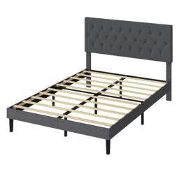 Rackhams Upholstered Bed Frame Wood Small Double Linen Fabric Soft Foam Headboard - Double - thumbnail 3
