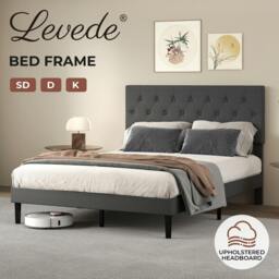 Rackhams Upholstered Bed Frame Wood Small Double Linen Fabric Soft Foam Headboard - Double - thumbnail 4