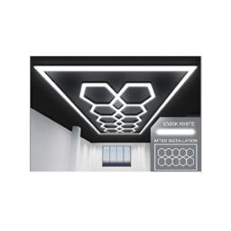 Rackhams 632W Designer LED Ceiling Light with Frame, 10 Hexagon Grid with Border, Commercial Interior Lighting - thumbnail 1