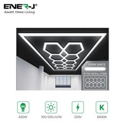 Rackhams 632W Designer LED Ceiling Light with Frame, 10 Hexagon Grid with Border, Commercial Interior Lighting - thumbnail 2