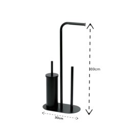 Rackhams Aspen Black 3 in 1 Toilet Roll & Brush Combination - thumbnail 2