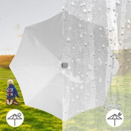 Rackhams 3M Sunbrella Umbrella Light Grey Lighted Market with Solar Strip LED Lights - Parasol Only - thumbnail 6