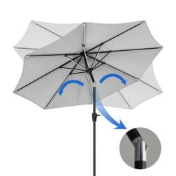 Rackhams 3M Sunbrella Umbrella Light Grey Lighted Market with Solar Strip LED Lights - Parasol Only - thumbnail 4