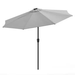 Rackhams 3M Sunbrella Umbrella Light Grey Lighted Market with Solar Strip LED Lights - Parasol Only - thumbnail 3