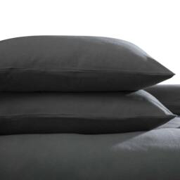 Rackhams Brushed Cotton Housewife Pillowcase (Pair) - Charcoal - One Size - Charcoal - 100% Brushed Cotton - thumbnail 1