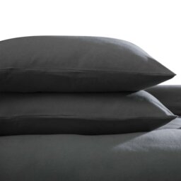 Rackhams Brushed Cotton Housewife Pillowcase (Pair) - Charcoal - One Size - Charcoal - 100% Brushed Cotton - thumbnail 2