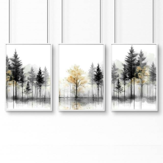 Rackhams Modern Living Room Wall Art - Set of 3 Asian Inspired Wall art Prints - A2 16.54 x 23.39 in / 42 x 59.4 cm - Satin Photo paper 280 gsm - White Frame - image 1