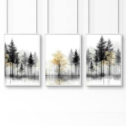 Rackhams Modern Living Room Wall Art - Set of 3 Asian Inspired Wall art Prints - A2 16.54 x 23.39 in / 42 x 59.4 cm - Satin Photo paper 280 gsm - White Frame - thumbnail 1