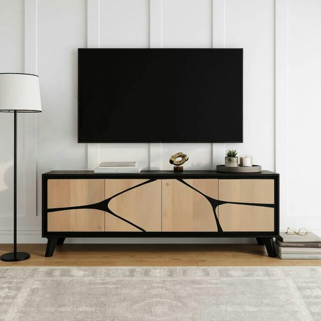 Rackhams Dusk Mango Wood Low Board Sideboard Tv Stand - Tan - Mango Wood & Engineering wood - 1 - image 1