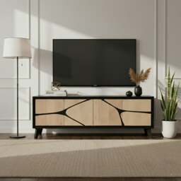 Rackhams Dusk Mango Wood Low Board Sideboard Tv Stand - Tan - Mango Wood & Engineering wood - 1 - thumbnail 6