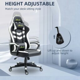 Rackhams Racing Gaming Chair w/ Lumbar Support, Gamer Office Chair, Black White - Pink - thumbnail 4