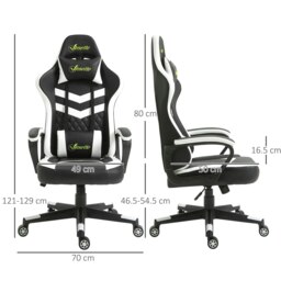 Rackhams Racing Gaming Chair w/ Lumbar Support, Gamer Office Chair, Black White - Pink - thumbnail 6
