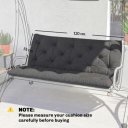 Rackhams Garden Bench Cushion, Seat Pad with Ties - Light Grey - 120 x 110 x 12 cm - thumbnail 4