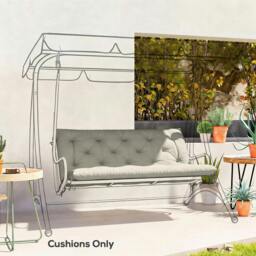 Rackhams Garden Bench Cushion, Seat Pad with Ties - Light Grey - 120 x 110 x 12 cm