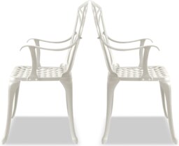 Rackhams Oshowa 2-Large Garden and Patio Bistro Chairs with Armrests in Cast Aluminium White - thumbnail 4