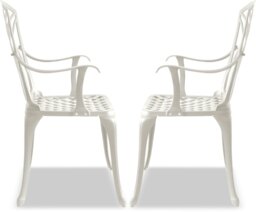 Rackhams Oshowa 2-Large Garden and Patio Bistro Chairs with Armrests in Cast Aluminium White - thumbnail 5