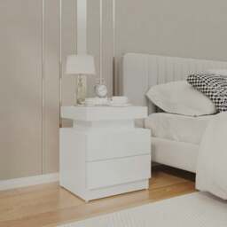 Rackhams Bedside Cabinet High Gloss White 45x35x52 cm Engineered Wood - White - Engineered wood