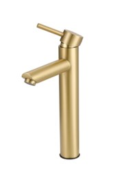 Rackhams Brushed Gold Tall Single Handle Vessel Faucet - Gold - thumbnail 3