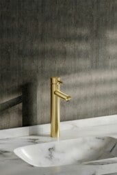 Rackhams Brushed Gold Tall Single Handle Vessel Faucet - Gold