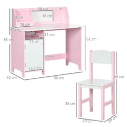 Rackhams Kids Desk And Chair Set 2 PCs Childrens Table And Chair Set Multi Use Toddler Furniture with Whiteboard, Storage - Pink - thumbnail 5
