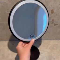 Rackhams Matt Black LED Mirror (200mm) Freestanding 7x Magnification Bathroom Makeup or Shaving Mirror - thumbnail 3