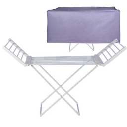 Rackhams Heated Clothes Airer Rack Rail, Dryer 220W And Cover - Indoor Portable Eco Dry - thumbnail 1