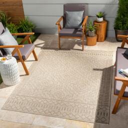 Rackhams Tuareg-Global Brown Ivory Graphic In- & Outdoor Jute-Look Rug - 160 x 213 cm - thumbnail 1