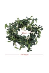 Rackhams D55cm Artificial Topiary Hanging Wreath Eucalyptus Leaf Decoration - Green - thumbnail 6