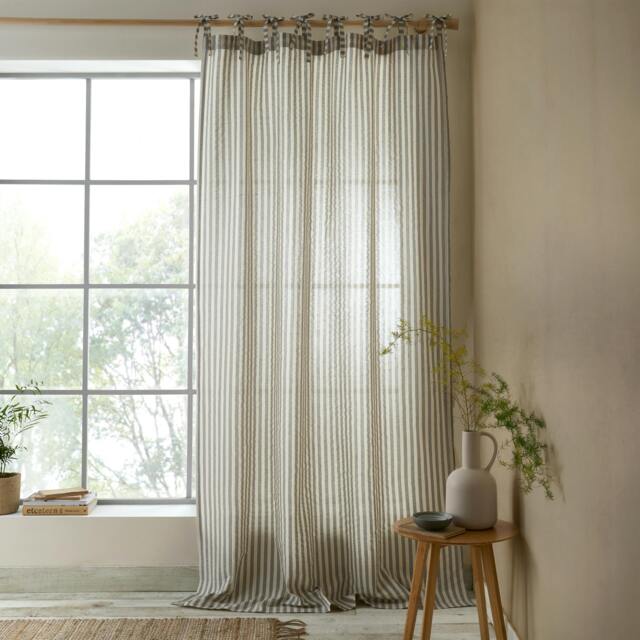 Rackhams Zanzibar Woven Stripe Voile Curtain Panel Grey - 140 x 229 cm - Grey - image 1