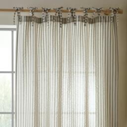 Rackhams Zanzibar Woven Stripe Voile Curtain Panel Grey - 140 x 229 cm - Grey - thumbnail 2
