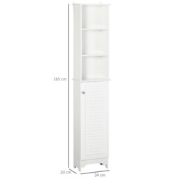 Rackhams 165cm Freestanding Slimline Bathroom Storage Cabinet w/ 6 Shelves White - thumbnail 5