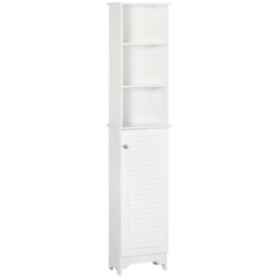 Rackhams 165cm Freestanding Slimline Bathroom Storage Cabinet w/ 6 Shelves White - thumbnail 2