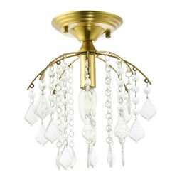 Rackhams Traditional Crystal Glass Waterfall Ceiling Light in Brushed Gold