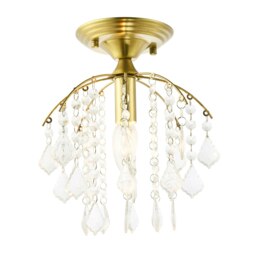Rackhams Traditional Crystal Glass Waterfall Ceiling Light in Brushed Gold - thumbnail 2