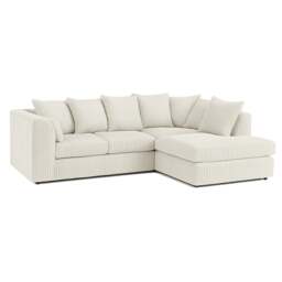 Rackhams Luxor Cord Fabric 4 Seater Corner Sofa Scatter Back - Cream - Right Hand Facing