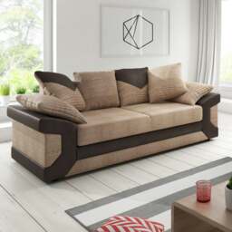 Rackhams Dino Mixed Fabric 3 Seater Sofa - Brown and Beige