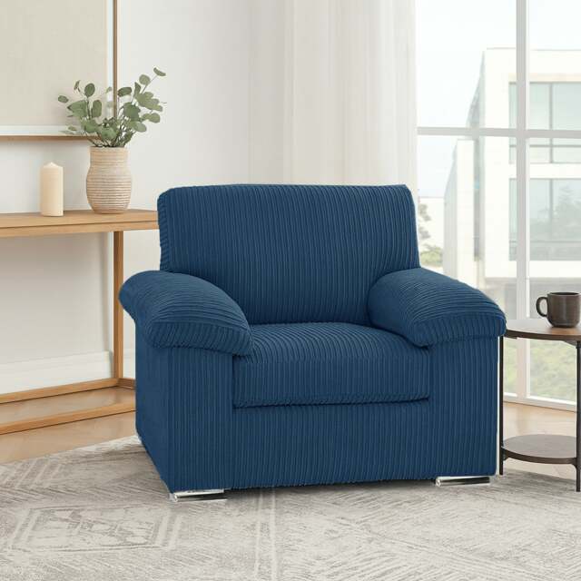 Rackhams Delta Full Jumbo Cord Single Seater Armchair - Marine Blue - image 1