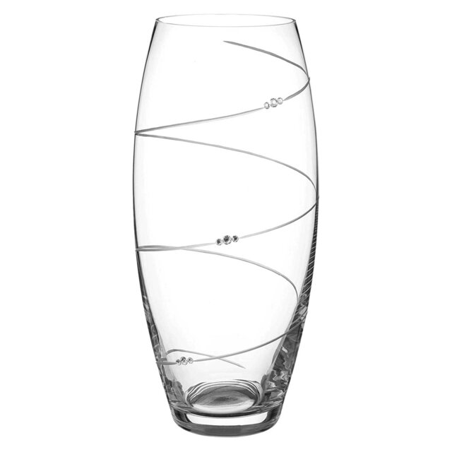 Rackhams Toast Swirl Barrel Vase Adorned with Crystals by Swarovski® - 30cm - Made From Premium Lead Free Crystal Glass
