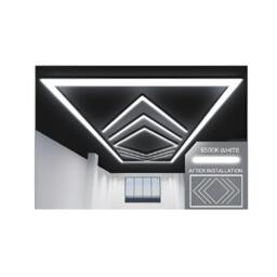 Rackhams 432W Designer LED Ceiling Light with Frame, 4 Arrow Grid with Border, Commercial Interior Lighting