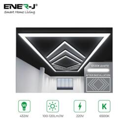 Rackhams 432W Designer LED Ceiling Light with Frame, 4 Arrow Grid with Border, Commercial Interior Lighting - thumbnail 2