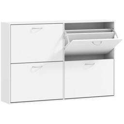 Rackhams Wooden Modern Design 4 Drawer Shoes Cabinet Pull Down Shelf Storage Organiser - White - thumbnail 1