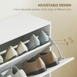 Rackhams Wooden Modern Design 4 Drawer Shoes Cabinet Pull Down Shelf Storage Organiser - White - thumbnail 5